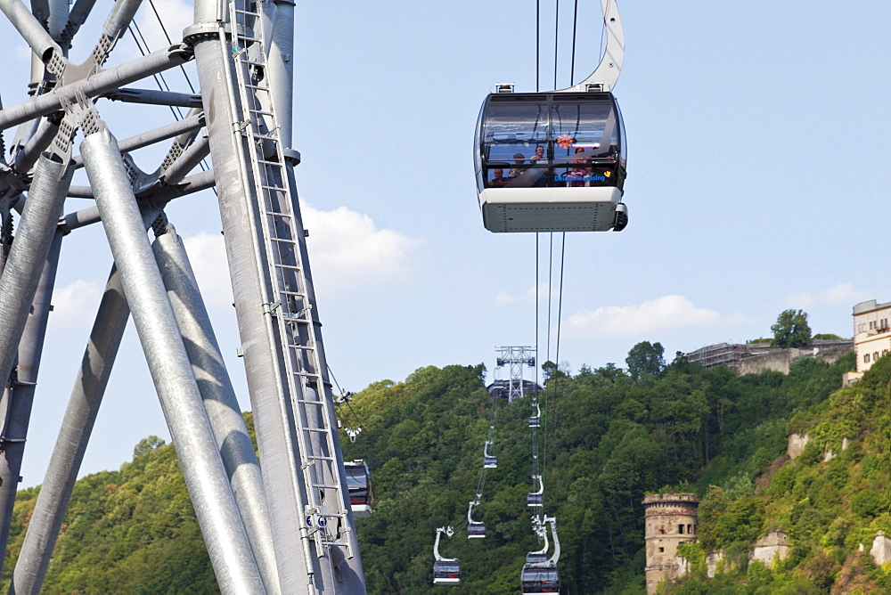 Cableway between Koblenz and the Festung Ehrenbreitstein fortress, opening of the BUGA Federal Garden Show in 2011, Koblenz, North Rhine-Westphalia, Germany, Europe