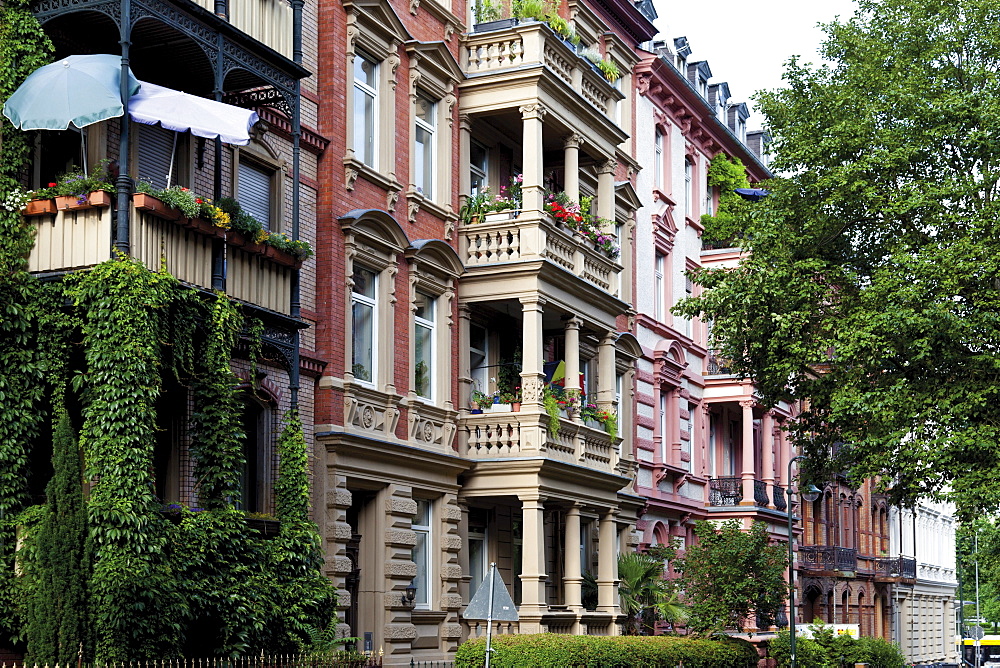 Building facades, Wiesbaden, Hesse, Germany, Europe