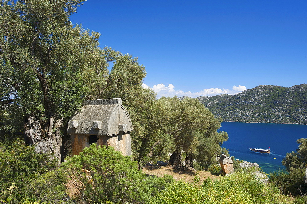 Sarcophagus near Kale, Simena and Kekova Island, Lycia, southern coast of Turkey, Western Asia