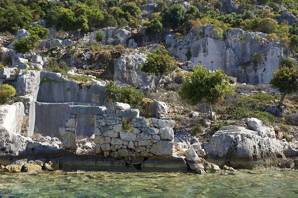 Ruins of a sunken city on Kekova island, Lycia, southern coast of Turkey, Western Asia