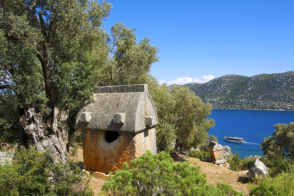 Sarcophagus at Kale in Simena, and Kekova island, Lycia, southern coast of Turkey, Western Asia