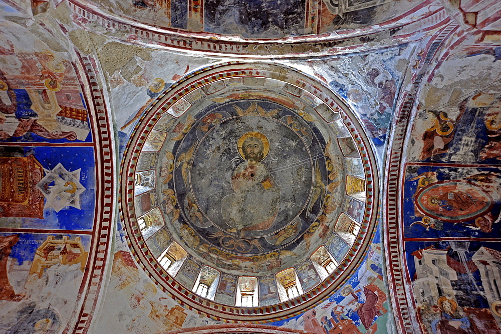 Ceiling paintings in the dome, Church of the Virgin, Gelati Monastery, a UNESCO World Heritage Site, Kutaisi, Imereti, Georgia, Western Asia