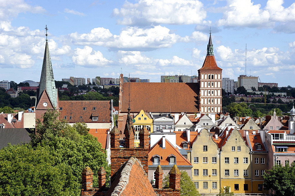 Cathedral and historic town centre, view from Bishop's Castle, Allenstein, Olsztyn, Mazury, Poland, Europe