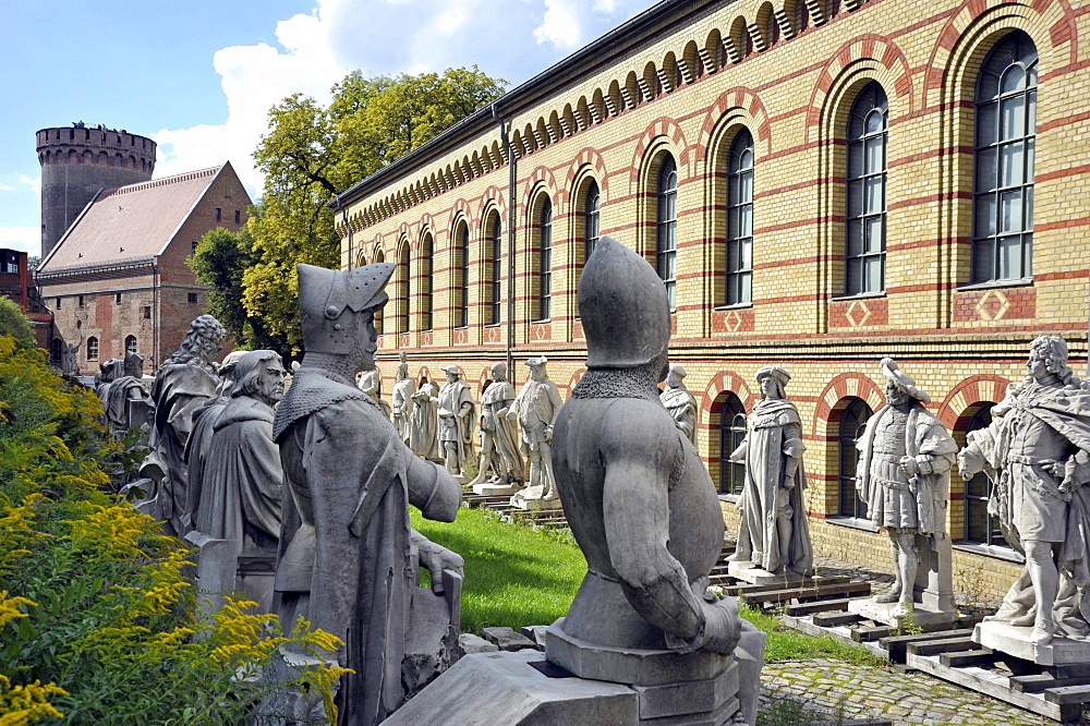 Julius Tower and arsenal, statues from Siegesallee boulevard in Berlin's Tiergarten, Spandau Citadel fortress, Berlin, Germany, Europe