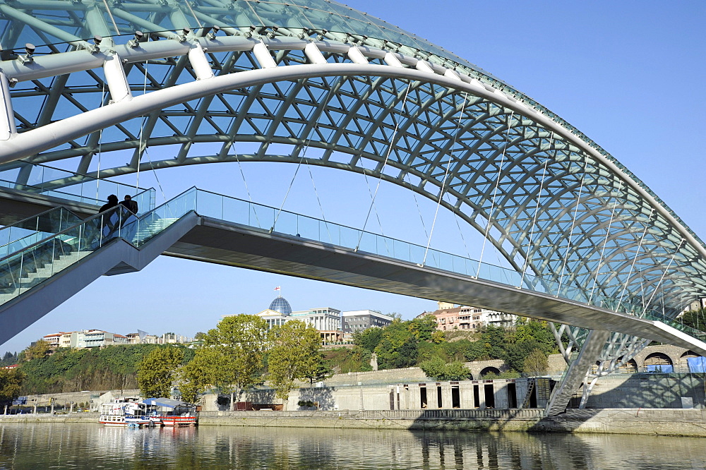 Bridge of Peace crossing the Mtkvari River, Presidential Palace, Tbilisi, Georgia, Middle East