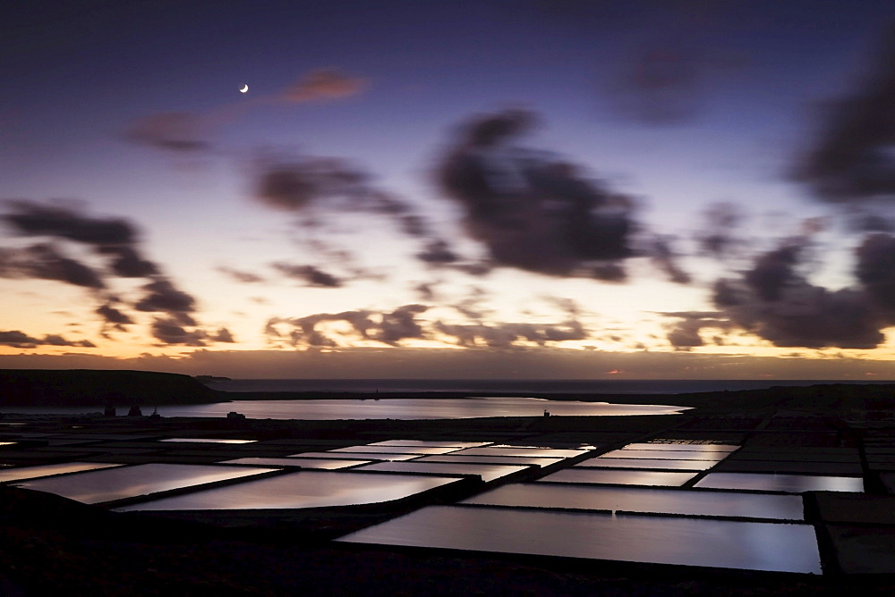 Dusk, Salinas de Janubio, Lanzarote, Canary Islands, Spain, Europe