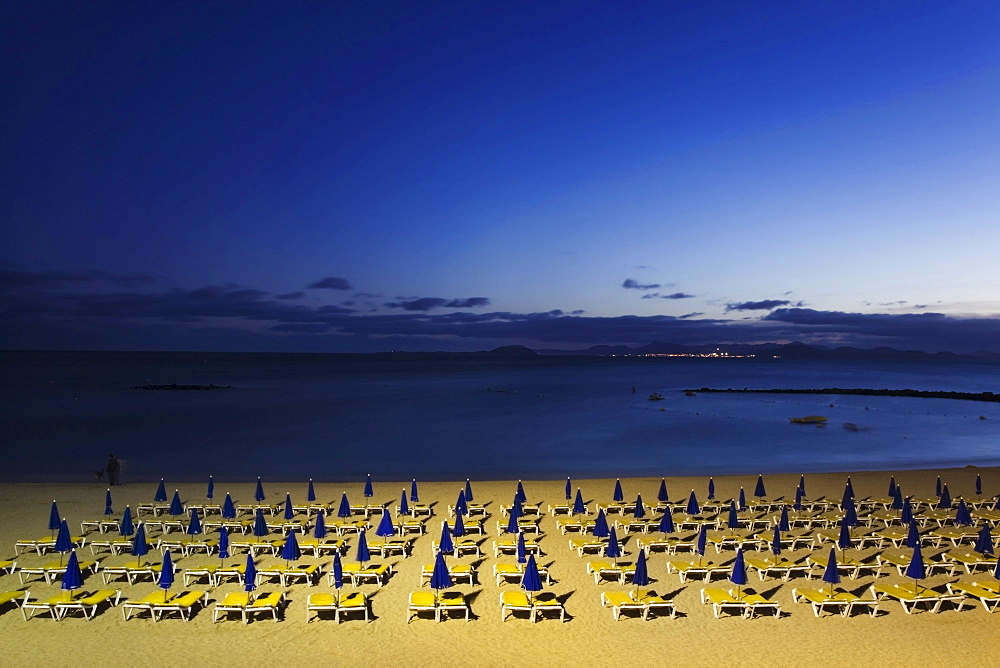 Playa Dorado in Playa Blanca after dark, Lanzarote, Canary Islands, Spain, Europe