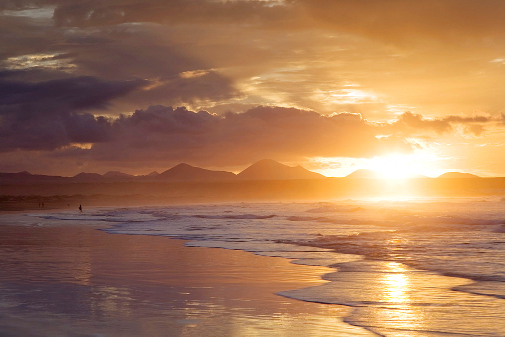 Sunset at Famara Beach, Lanzarote, Canary Islands, Spain, Europe