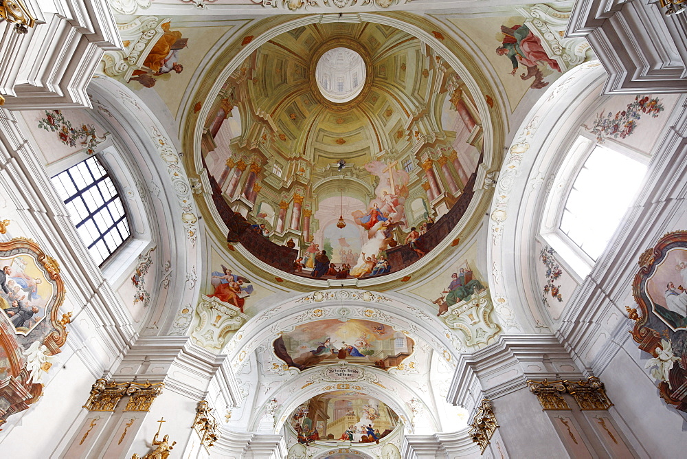 Ceiling frescoes, Maria Langegg pilgrimage church, Dunkelsteinerwald, Wachau, Mostviertel region, Lower Austria, Austria, Europe