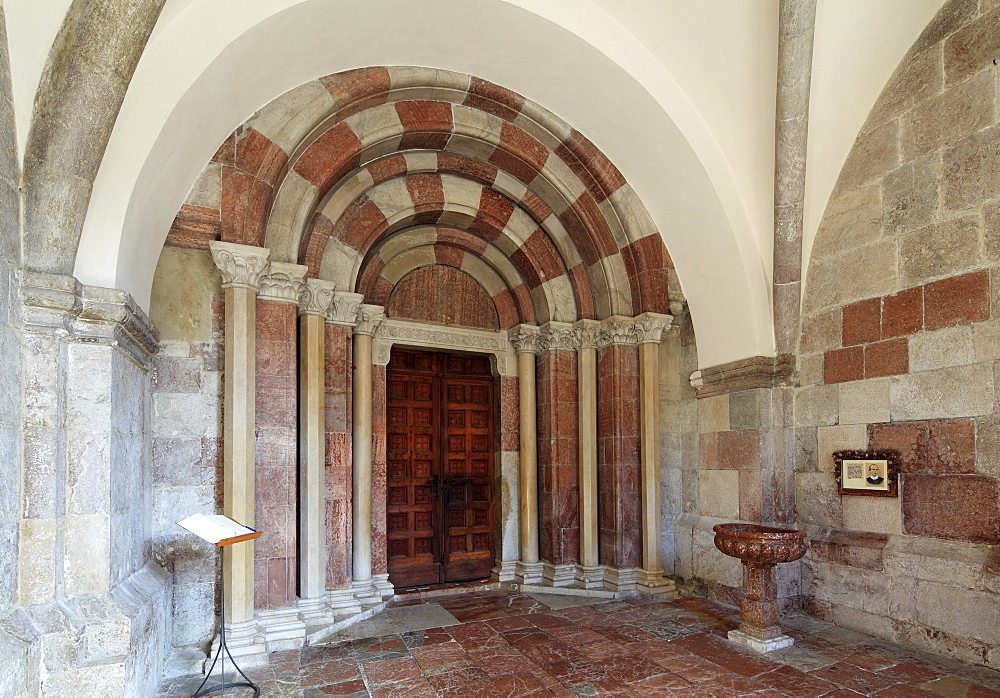 Portal in the vestibule of the Collegiate Church of St. Peter and St. John the Baptist, Berchtesgaden, Berchtesgadener Land, Upper Bavaria, Bavaria, Germany, Europe