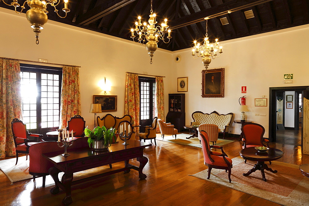 Salon at the Hotel Parador de Turismo Conde de La Gomera, San Sebatian de La Gomera, Canary Islands, Spain, Europe