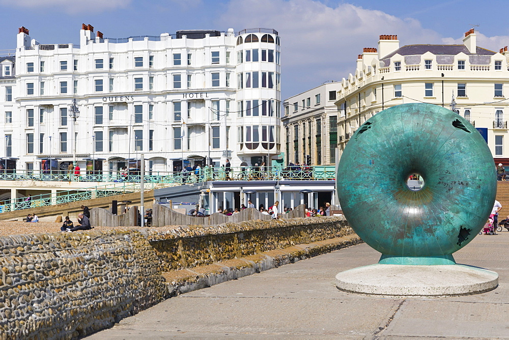 The Big Green Bagel, Seasick Doughnut, sculpture, beach next to Brighton Pier, Brighton, East Sussex, England, United Kingdom, Europe