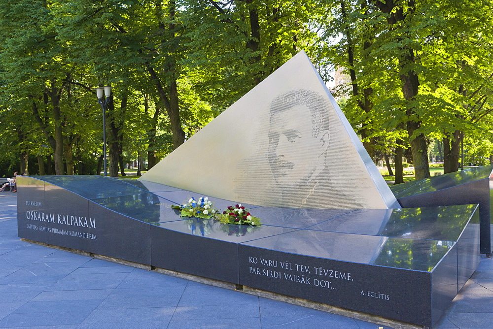 Monument to the first Latvian Army Commander, Oskars Kalpaks, Esplanade, Riga, Latvia, Northern Europe