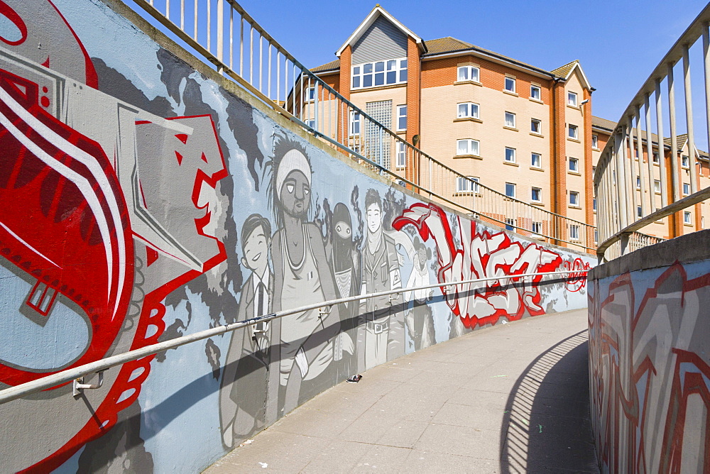 Graffiti, spraycan art by de5ign4, St Mary's Street Subway, Southampton, Hampshire, England, United Kingdom, Europe