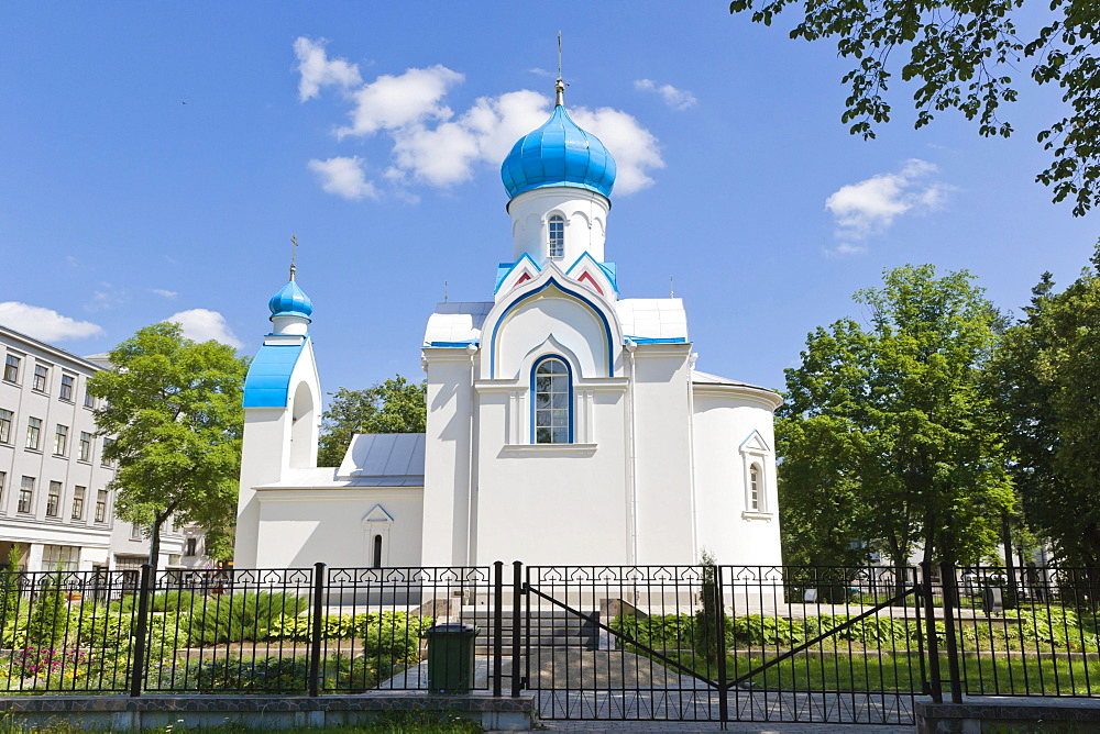 Aleksandra Nevska pareizticigo baznica, St Alexander Nevsky Orthodox Church, Chapel, Andreja Pumpura Darzs, Andrejs Pumpurs Garden, Daugavpils, Latgale, Latvia, Northern Europe