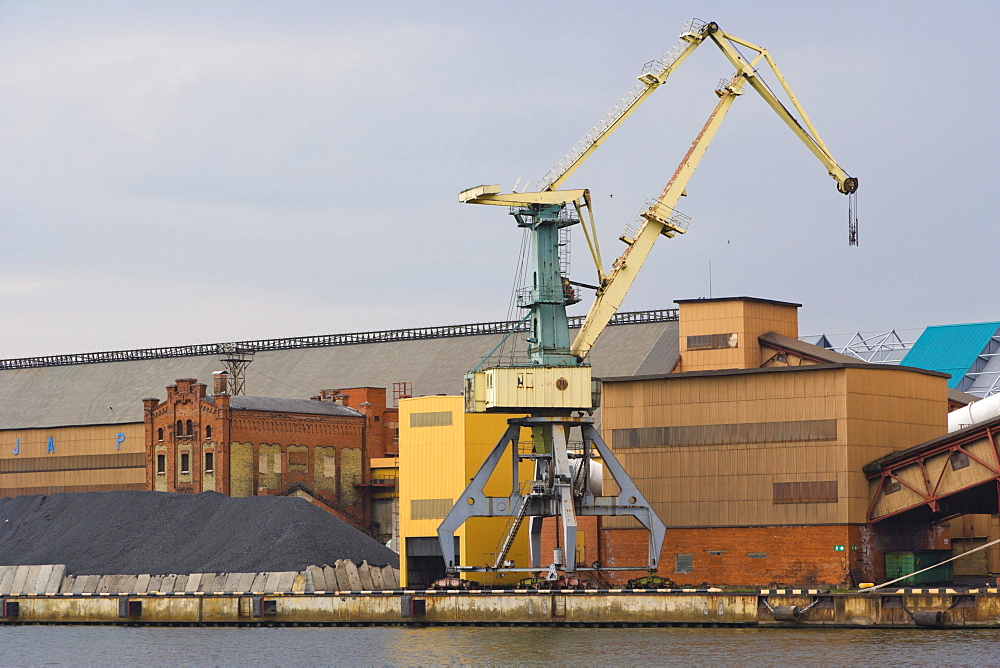 View of the port, Ostas ielas promenade, Spikeru piekraste, Ostas Street Promenade, Coast of Warehouses, also known as Venta Embankment, Ventmala, Ventspils, Kurzeme, Latvia, Northern Europe