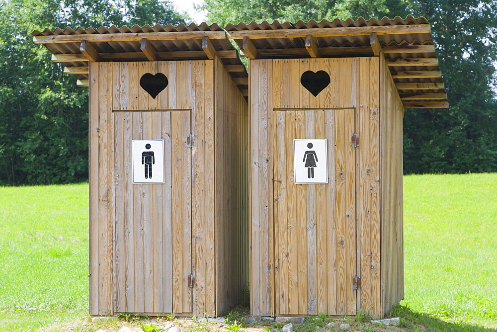 Outdoor toilets, Latvia, Northern Europe