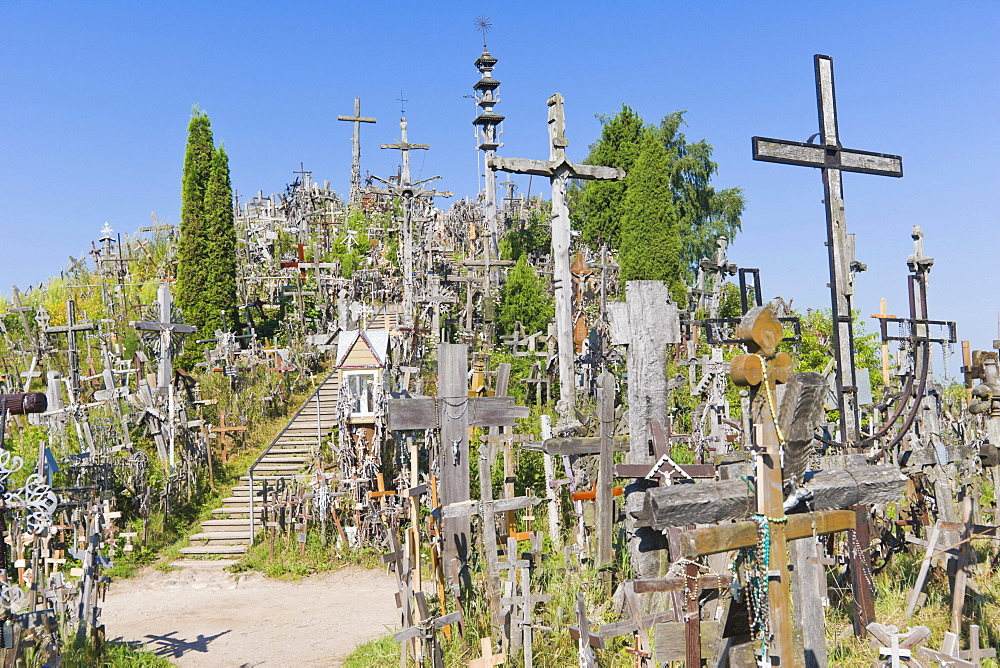 Kriziu kalnas, The Hill of Crosses, a site of pilgrimage, 12 km north of the city of Siauliai, Lithuania, Northern Europe