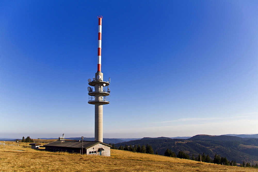 Radio tower on Mt. Feldberg, Black Forest, Landkreis Hochschwarzwald county, Baden-Wuerttemberg, Germany, Europe