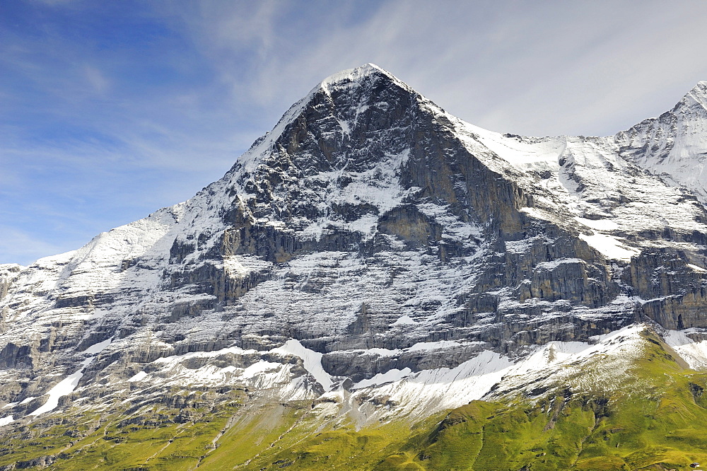 North face of the 3970 metre high Eiger Mountain seen from the south, Canton of Bern, Switzerland, Europe