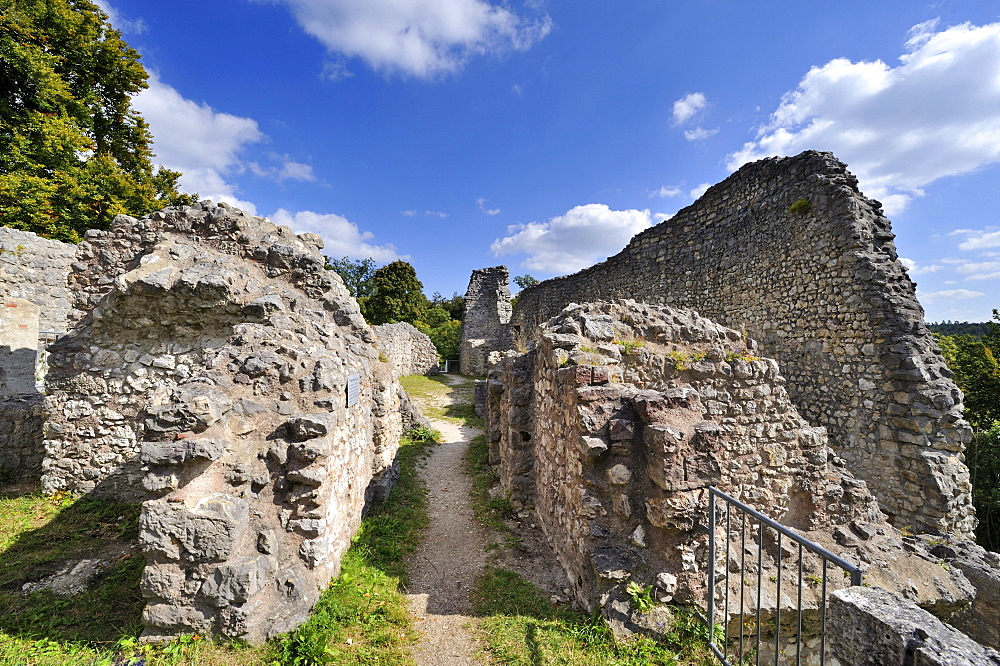 Ruins of Falkenstein Castle between Neidingen and Thiergarten, one of the best preserved ruins in the Danube Valley, district of Sigmaringen, Baden-Wuerttemberg, Germany, Europe