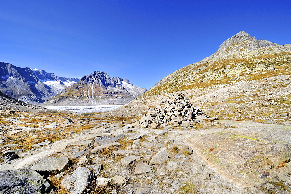 Glacial sink or dip created during the Ice Age on the eastern edge of the Aletsch Glacier, Canton of Valais, Switzerland, Europe