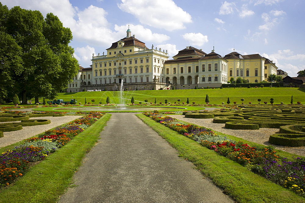 The Old Corps de Logis, Schloss Ludwigsburg Castle, north facing gardens, Ludwigsburg, Baden-Wuerttemberg, Germany, Europe.