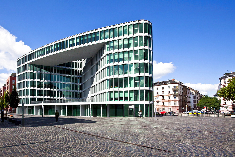 Office buildings beside Westhafen Tower, designed by the architects Schneider + Schumacher and OFB Project Development GmbH, winner of the German Urban Development Prize in 2004, Westhafen Square, Frankfurt am Main, Hesse, Germany, Europe