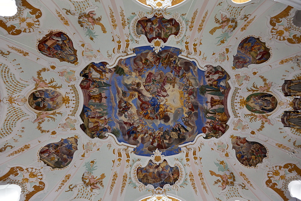 Frauenkirche Church of Our Lady by Dominic Zimmermann in rococo style, Guenzburg, Donauried, Swabia, Bavaria, Germany, Europe