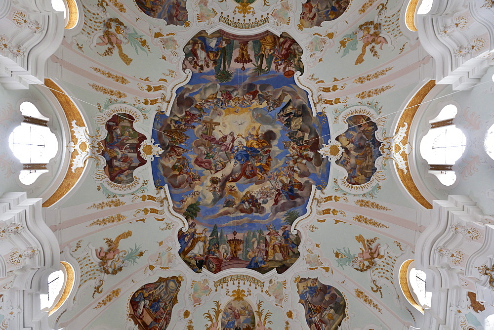 Frauenkirche Church of Our Lady by Dominic Zimmermann in rococo style, Guenzburg, Donauried, Swabia, Bavaria, Germany, Europe