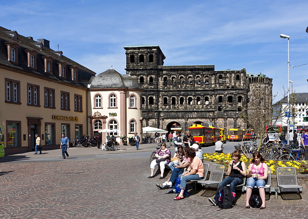 Porta Nigra, a large Roman city gate, Trier, Rhineland-Palatinate, Germany, Europe