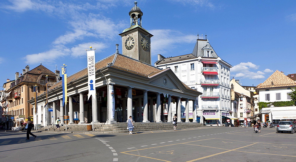 Grande Place square, Vevey, Lake Geneva, canton of Vaud, Switzerland, Europe