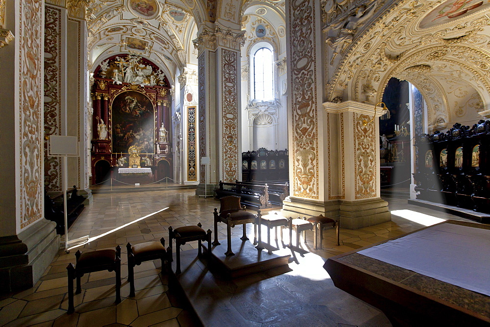 Basilica of St. Lorenz, a former Benedictine abbey church of the Prince Abbot of Kempten, today the Parish Church of St. Lorenz, Diocese of Augsburg, Kempten, Lower Allgaeu, Allgaeu, Swabia, Bavaria, Germany, Europe