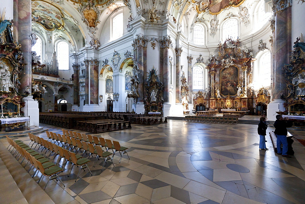 Interior of the Basilica of Ottobeuren Abbey, Diocese of Augsburg, Ottobeuren, Upper Swabia, Lower Allgaeu, Bavaria, Germany, Europe