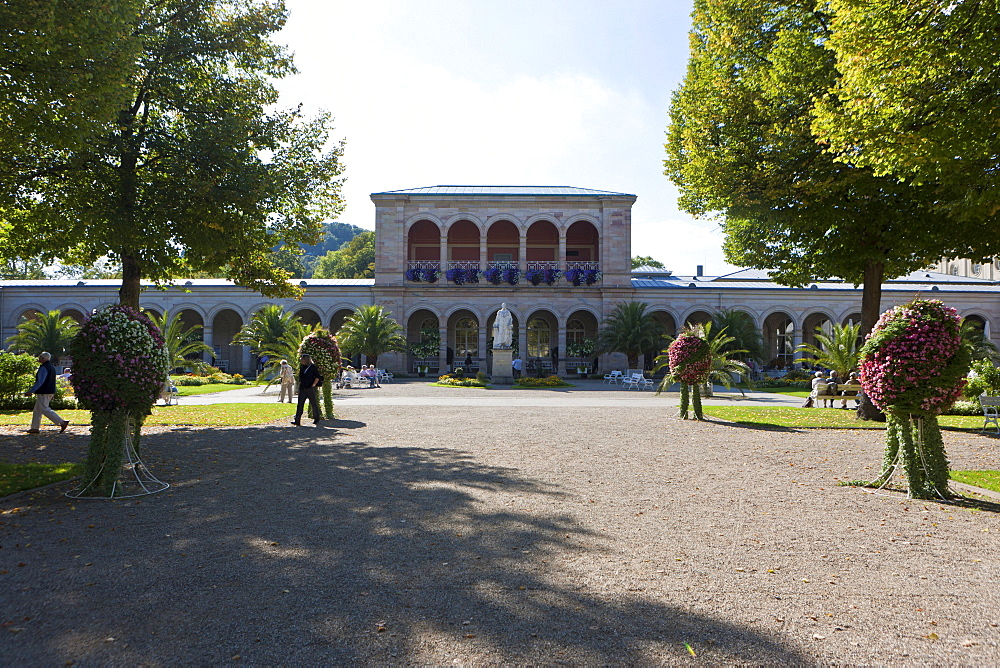 Kurhaus spa hotel with the Regentenbau building and arcade halls, Kurgarten, spa garden, Bad Kissingen, Lower Franconia, Bavaria, Germany, Europe