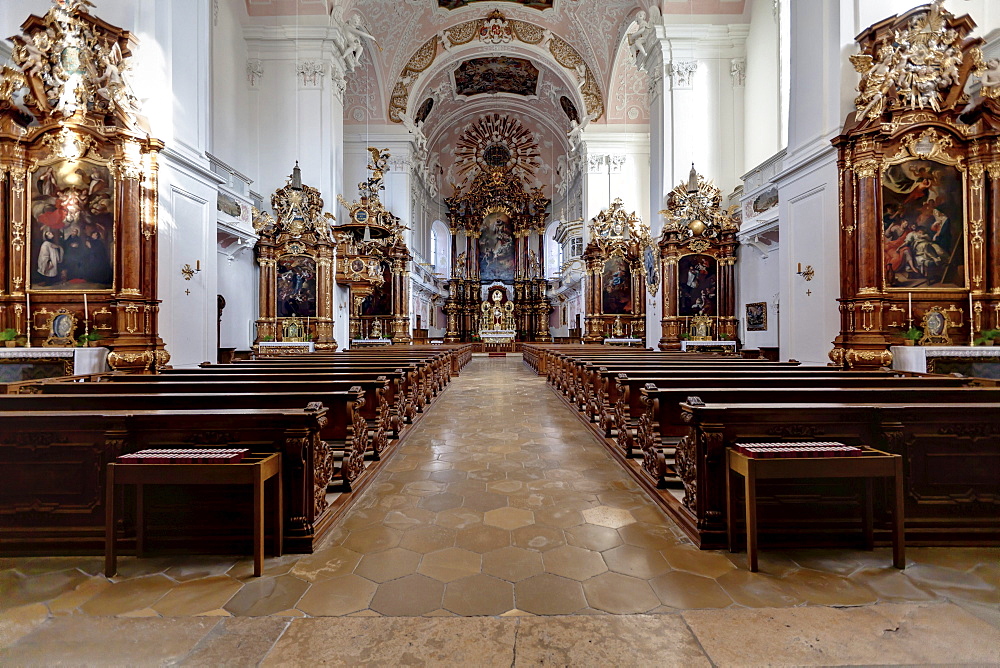 Schutzengelkirche, Guardian Angel Church, Residenzplatz square, Eichstaett, Altmuehltal valley, Upper Bavaria, Bavaria, Germany, Europe