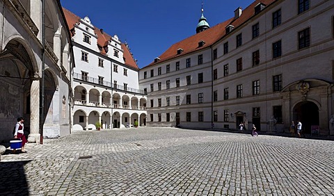 Inner courtyard of Schloss Neuburg castle, Neuburg an der Donau, Bavaria, Germany, Europe