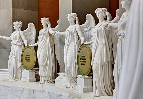 Victory goddesses by Ludwig Schwanthaler, Befreiungshalle Hall of Liberation at Kelheim, Lower Bavaria, Bavaria, Germany, Europe