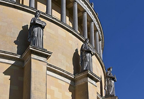 Statues by Johann Halbig as allegories of the Germanic tribes, Befreiungshalle Hall of Liberation, built by King Ludwig I of Bavaria, Kelheim, Lower Bavaria, Bavaria, Germany, Europe