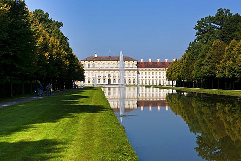 View of the Neues Schloss Schleissheim castle with castle gardens, Oberschleissheim near Munich, Upper Bavaria, Bavaria, Germany, Europe