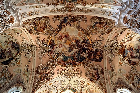 Ceiling fresco by Matthaeus Guenther in the Parish Church of the Nativity of the Virgin, Rococo style 1737-1746, Rottenbuch Abbey, Rottenbuch, Upper Bavaria, Germany, Europe