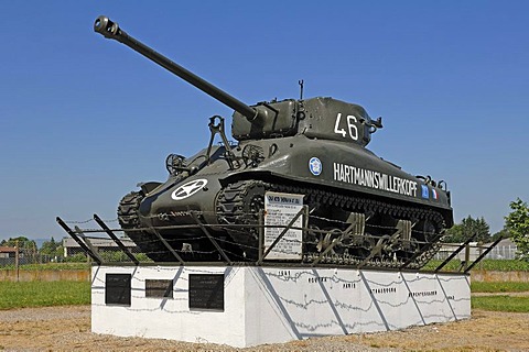 American tank from 1943 from the Second World War, Char Moyen "Sherman M4 A1", Musee Memorial Maginot museum, 20 Rue Rhin, Marckolsheim, Alsace, France, Europe