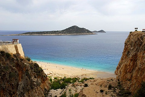 Kaputas beach beneath the rocky coast between Kas and Kalkan, lycian coast, district of Antalya, Mediterranean, Turkey, Eurasia