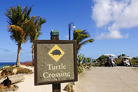 Turtle Crossing, sign, Raffles Resort, Canouan Island, Saint Vincent, Caribbean