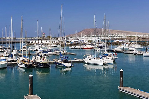 Sailing boats in the marina, Marina Rubicon, Playa Blanca, Lanzarote, Canary Islands, Spain, Europe