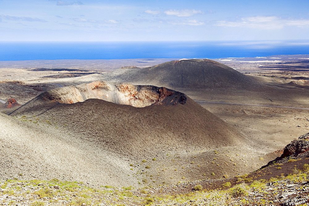 Volcanic landscape in Montana del Fuego de Timanfaya National Park, Lanzarote, Canary Islands, Spain, Europe