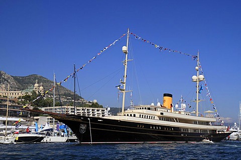 Motor yacht Nero in Port Hercule, Monaco Yacht Show 2010, Principality of Monaco, Cote d'Azur, Mediterranean, Europe