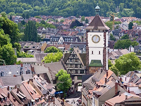 The Schwabentor historic city gate in Freiburg im Breisgau, Baden-Wuerttemberg, southern Germany, Germany, Europe