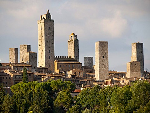 Dynasty towers in the medieval city center, San Gimignano, Tuscany, Italy, Europe