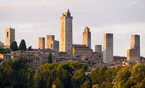 Dynasty towers in the medieval city center, San Gimignano, Tuscany, Italy, Europe